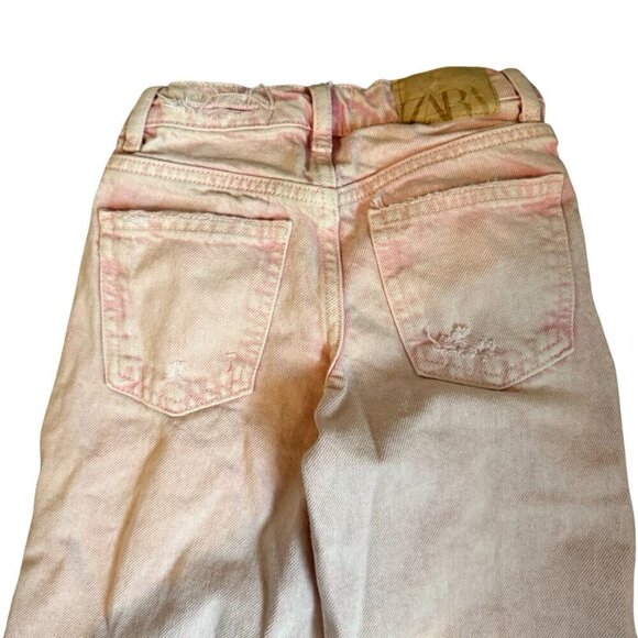 Zara Kids Distressed Straight Leg Jeans Pink Size 7 - Picture 5 of 7